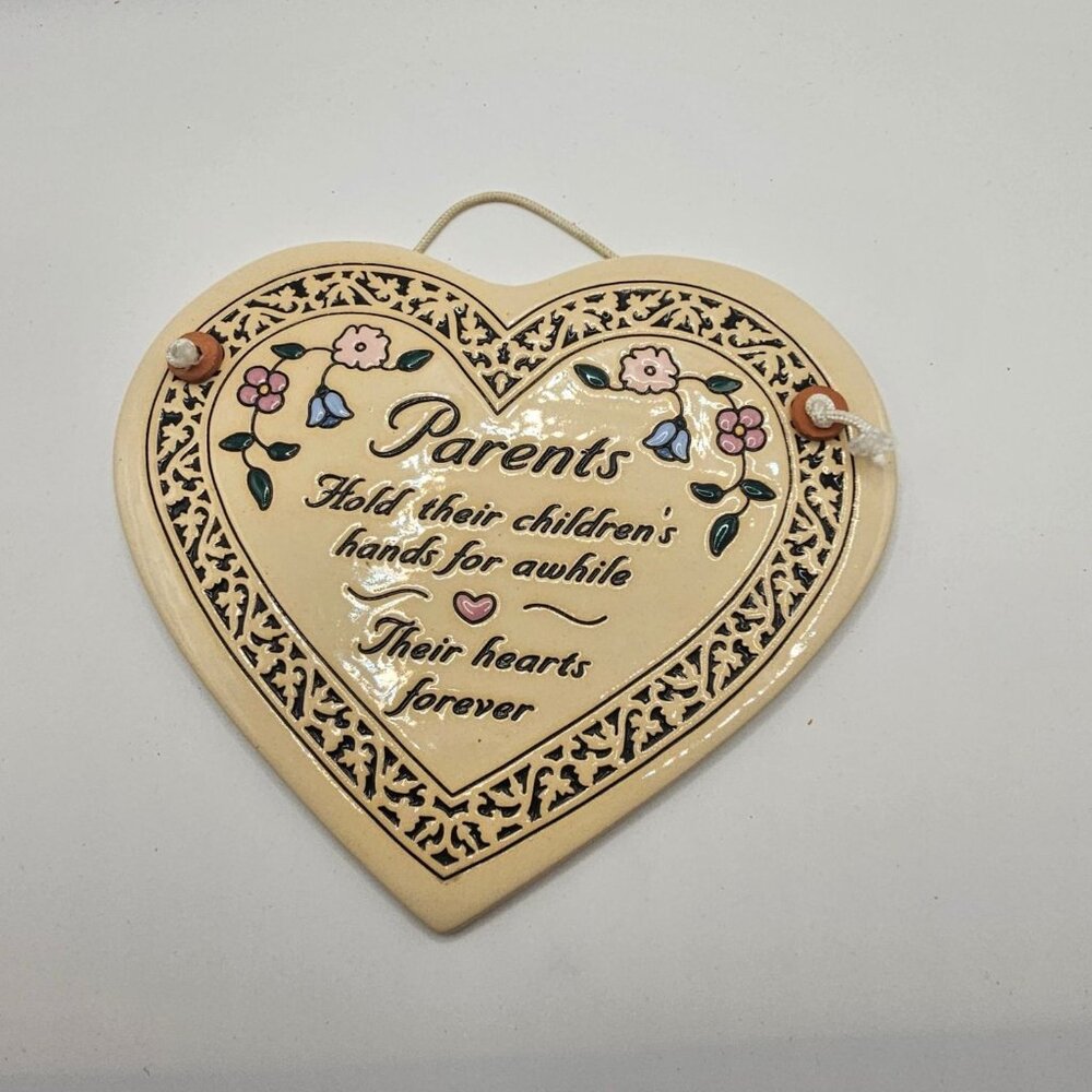 Trinity‎ Pottery Parents Ceramic Heart Wall Plaque Handcrafted in Wisconsin USA